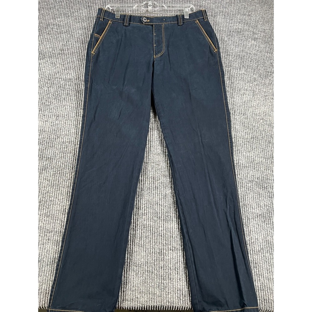 Meyer New York Pants Mens 89x84 (34x33) Navy Blue Stitch Modern Fit Casual Dress